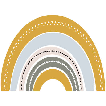 Cute rainbow in scandinavian style. Watercolor effect rainbow isolated on a white background. Modern art.のイラスト素材