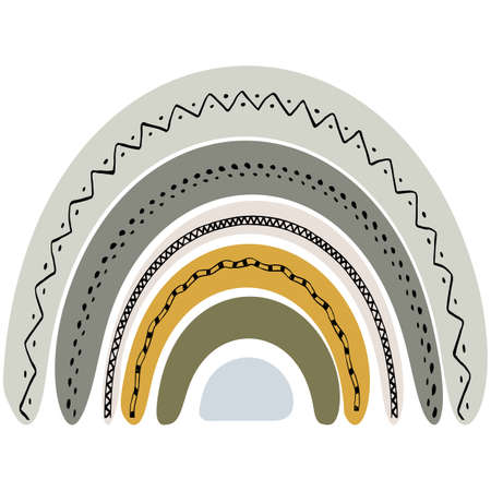 Cute rainbow in scandinavian style. Watercolor effect rainbow isolated on a white background. Modern art.のイラスト素材