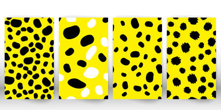 Set of leopard print. Panther skin. Retro fabric pattern. Spotted fur texture. Animal print leopard. Vector.のイラスト素材