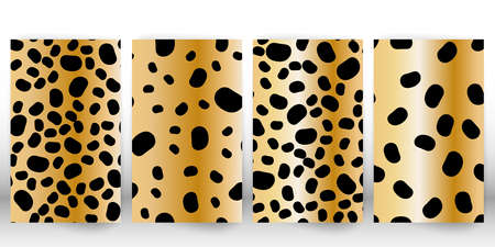 Set of leopard print. Panther skin. Retro fabric pattern. Spotted fur texture. Animal print leopard. Vector.のイラスト素材
