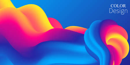 Colorful Gradient. 3d Fluid Wave. Vibrant Color. Liquid background.のイラスト素材