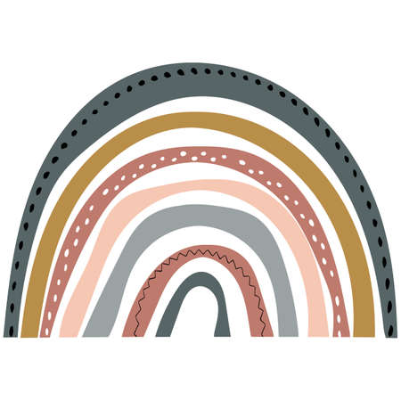 Cute rainbow in scandinavian style. Watercolor effect rainbow isolated on a white background. Modern art.のイラスト素材