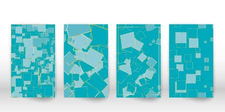 Geometric modern art. Colorful poster with geometric shapes. Abstract cover flyer set. Vector.のイラスト素材
