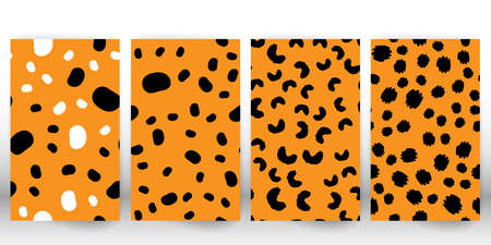 Set of leopard print. Panther skin. Retro fabric pattern. Spotted fur texture. Animal print leopard. Vector.のイラスト素材
