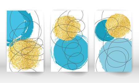Modern art painting. Fluid shapes and lines. Minimalist hand painted liquid shapes, gold particles. Modern art background.のイラスト素材