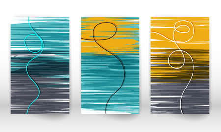 Scandinavian home decor. Set of abstract hand drawn lines. Modern art canvas. Watercolor effect design cover. Scandinavian art design.のイラスト素材