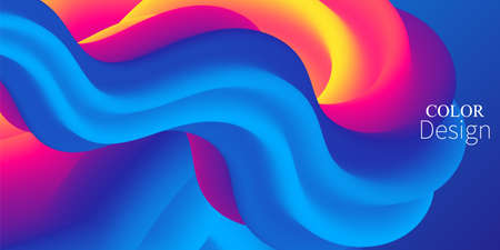 Fluid Flow. Rainbow Background. Summer Poster. Vector.のイラスト素材