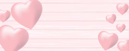 Valentines Day banner with hearts on pink background. Valentines Day cardのイラスト素材