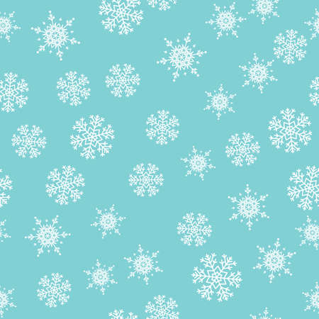 Snow seamless pattern. White snowflakes on blue background.のイラスト素材