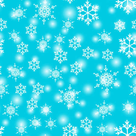 Snow seamless pattern. White snowflakes on blue background.のイラスト素材