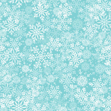 Snow seamless pattern. White snowflakes on blue background.のイラスト素材
