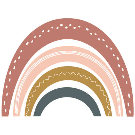 Cute rainbow in scandinavian style. Watercolor effect rainbow isolated on a white background. Modern art.のイラスト素材