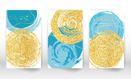 Abstract cover template. Set of geometric shapes and lines. Watercolor painting texture brochure design.のイラスト素材
