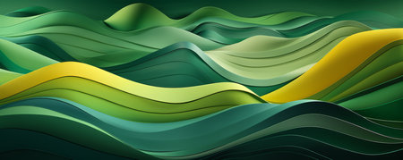 Green Lines Vibrant Illustration. Abstract Wallpaper Background.の素材