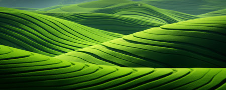 Organic Green Lines Vibrant Ecology Illustration. Abstract Wallpaper Background.の素材