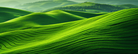 Organic Green Lines Vibrant Ecology Illustration. Abstract Wallpaper Background.の素材