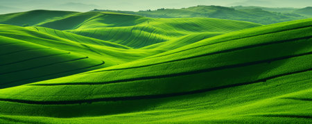 Organic Green Lines Vibrant Ecology Illustration. Abstract Wallpaper Background.の素材