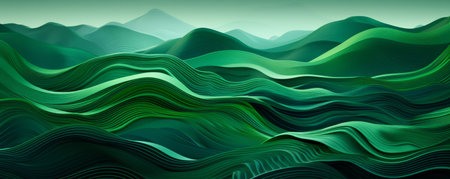 Green Lines Vibrant Illustration. Abstract Wallpaper Background.の素材