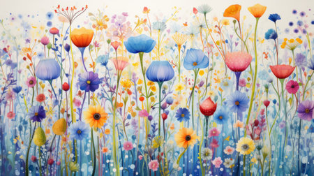 Abstract flower meadow. Kaleidoscope of colors.の素材