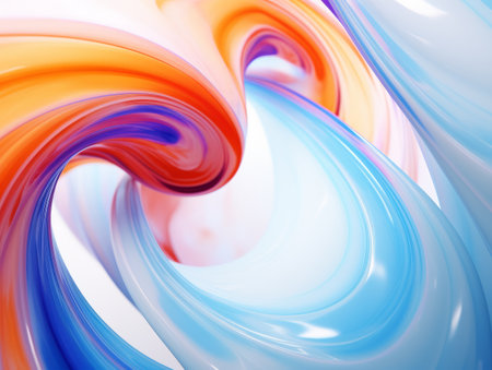 Colored modern canvas with swirls light violet and orange, light magenta and turquoise colors. Fluid background.の素材