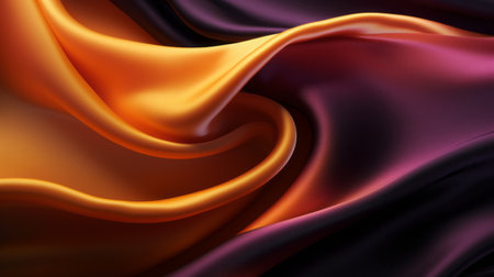 Bright draped silk backdrop. Satin luxury curtain background. Fluid fabric. Soft folds, wavy lines, ripple effect.の素材