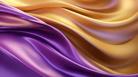 Bright draped silk backdrop. Satin luxury curtain background. Shiny liquid fabric. Soft folds, wavy lines, ripple effect.の素材