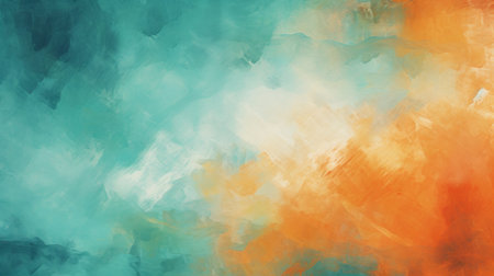 Abstract art wallpaper. Colored background, teal and orange tones.の素材