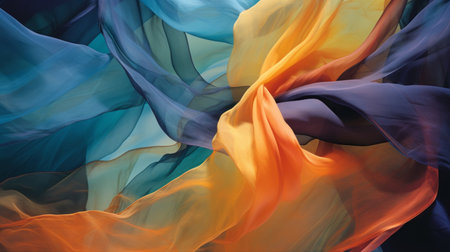 Colored modern canvas with swirls light violet and orange, light magenta and turquoise colors. Fluid background.の素材