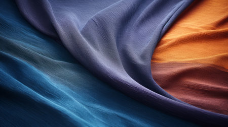 Abstract colorful wallpaper. Dark orange and light cyan texture background. Luxury fabrics.の素材
