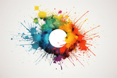 Watercolor colorful swirl paint circle on white background. Contemporary graphic design.の素材
