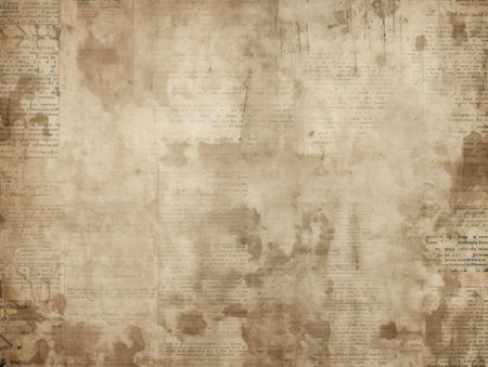 Grunge background. Vintage newspaper paper. Old-aged texture.の素材