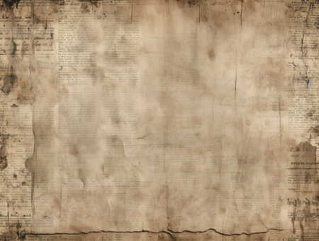 Vintage newspaper paper. Old-aged texture. Grunge background.の素材