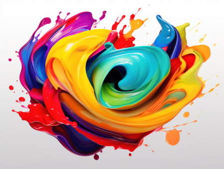 Splash of paint. Colorful ink on white background. Contemporary graphic design.の素材