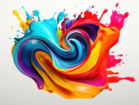 Splash of paint. Colorful ink on white background. Contemporary graphic design.の素材