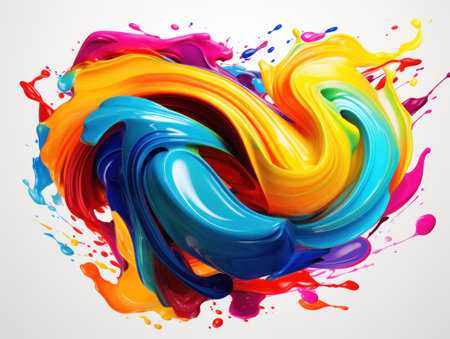 Splash of paint. Colorful ink on white background. Contemporary graphic design.の素材