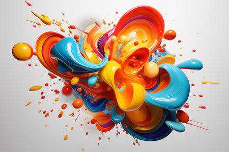 Splash of paint. Colorful ink on empty background. Contemporary graphic design.の素材