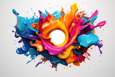 Colorful swirl paint circle on white background. Contemporary graphic design.の素材