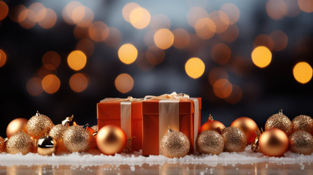Christmas background. Festive decoration on bokeh background. New Year concept.の素材