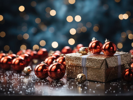 Christmas background. Festive decoration on bokeh background. New Year concept.の素材