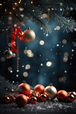 Christmas decoration on bokeh background. Christmas and New Year concept.の素材