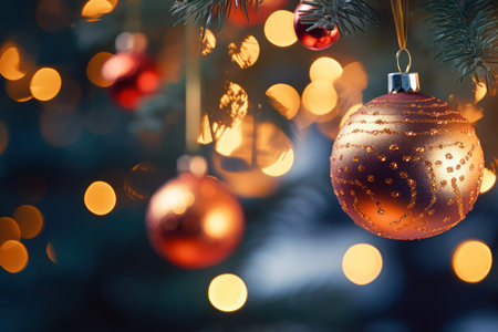 Christmas and New Year holidays background with bokeh defocused lightsの素材