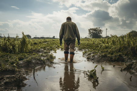 Farmer working on rice field in Phetchaburi, Thailandの素材
