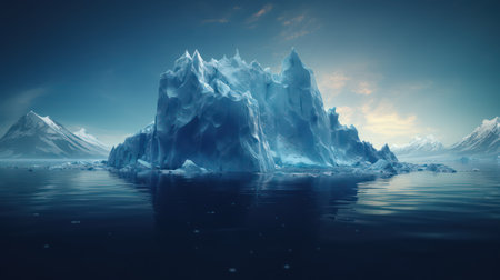 Beautiful winter landscape with icebergs and ice. 3d renderingの素材