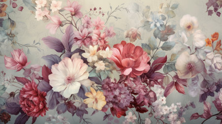 Oil painting floral background. Dreamlike atmosphere. Soft pink.の素材
