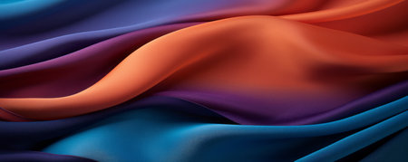 Bright draped silk backdrop. Satin luxury curtain background. Shiny liquid fabric. Soft folds, wavy lines, ripple effect.の素材