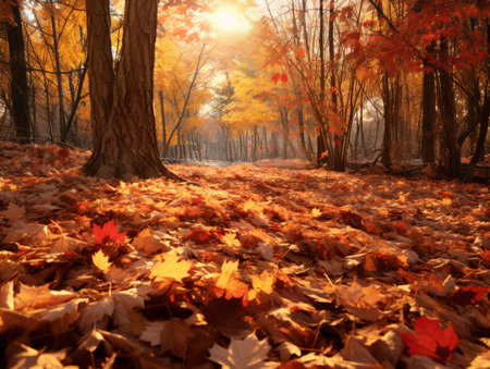 Autumn leaves colorful background. Bright colors.の素材