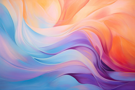 Colored modern canvas with swirls light violet and orange, light magenta and turquoise colors. Fluid background.の素材