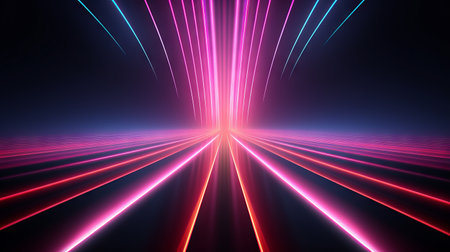 Glowing tunnel with colored light streaks. Modern futuristic background.の素材