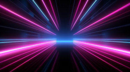 Glowing tunnel with colored light streaks. Modern futuristic background.の素材