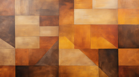 Geometrical abstract fall art. Geometrical autumn colors polygonal background.の素材